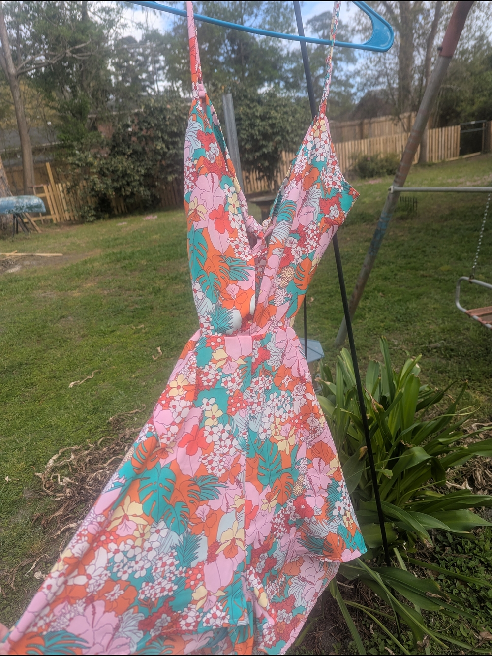 Floral Spaghetti Strap Sundress in Pink, Coral & Teal
